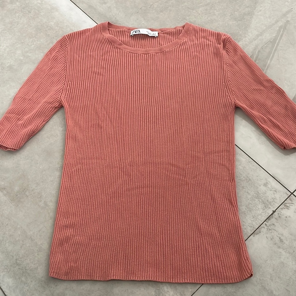Zara short sleeve rose top. Size L